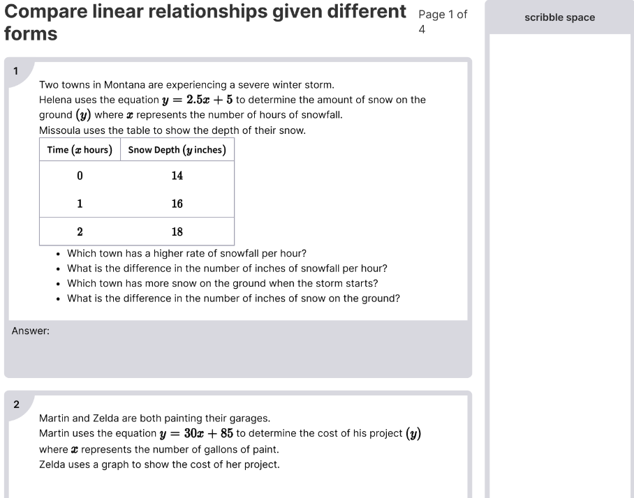 Compare Linear Relationships Given Different Forms Worksheets [PDF] (8 ...