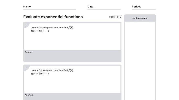 Evaluating Exponential Functions Worksheet Pdf Simplifying Expressions